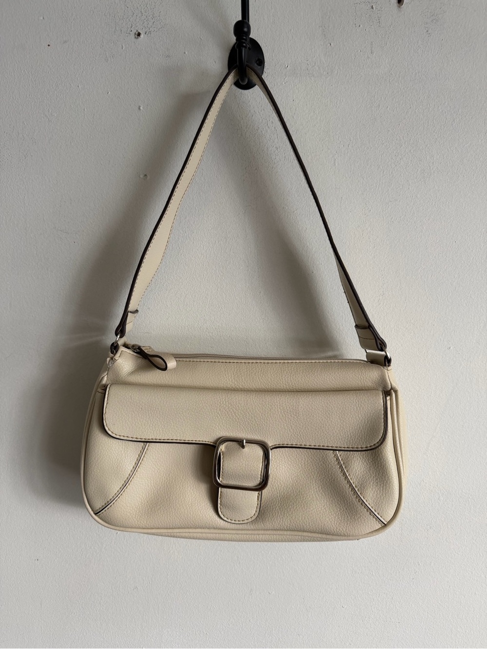 villager Cream Shoulder Bag with Buckle Detail